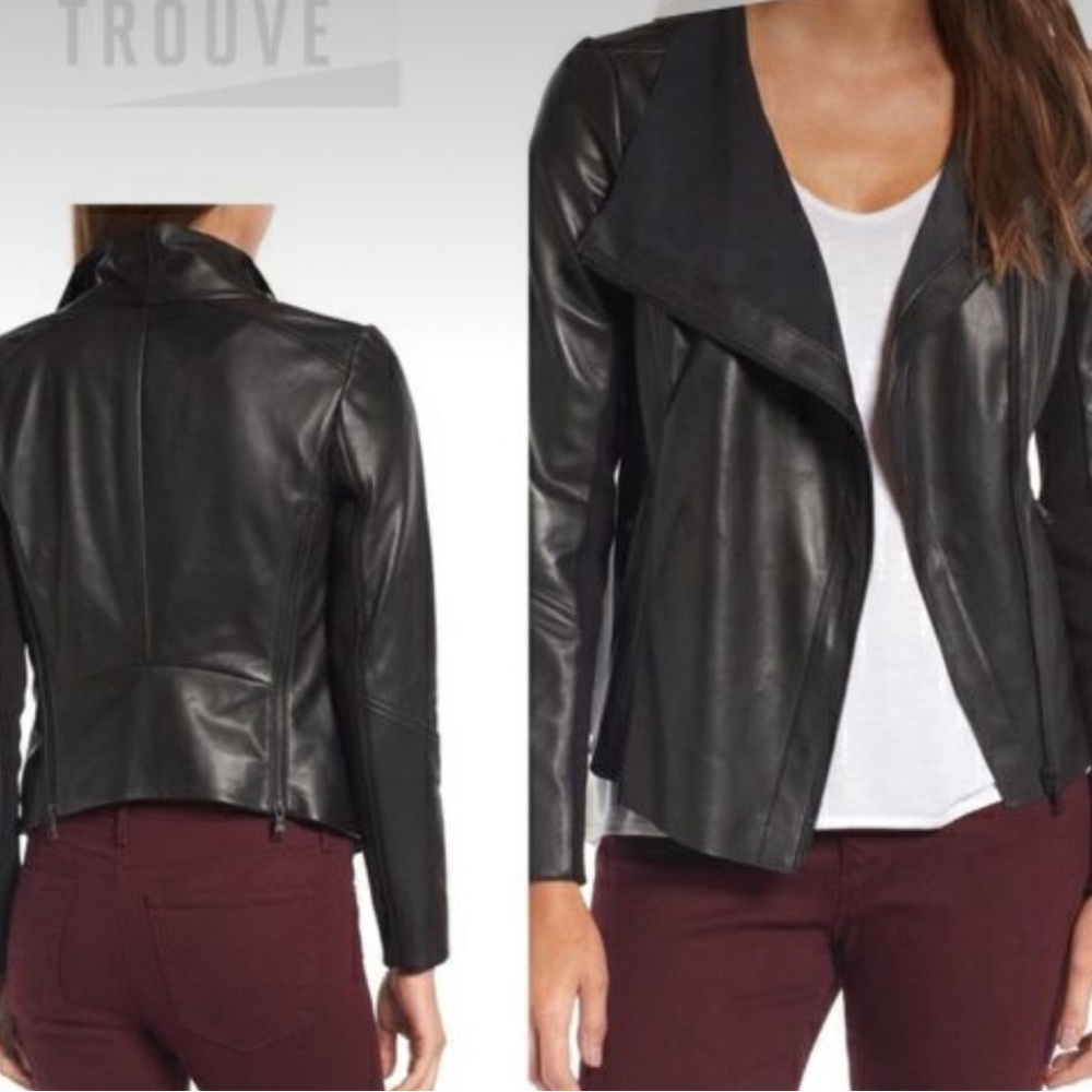 TROUVÉ Raw Edge Leather Jacket Size Large